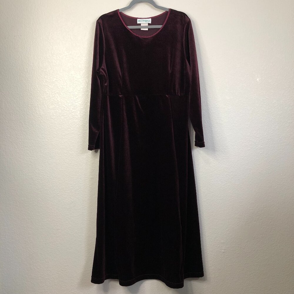 Willowridge Vintage Burgundy Red Women's 18 Velour Velvet Whimsigoth Maxi Dress